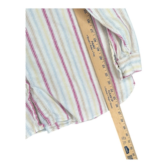 Gap Women’s XXL Linen Blend Striped LS Button Shirt Coastal Fisherman Beachy‎ - Picture 9 of 12